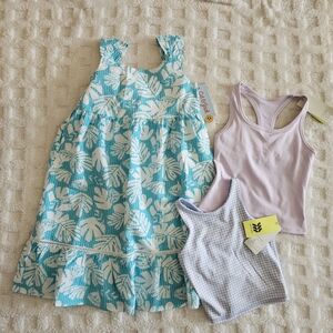 NEW Cat & Jack/ All In Motion 3pc Bundle Dress & 2 Tank Tops Girls 4/5t